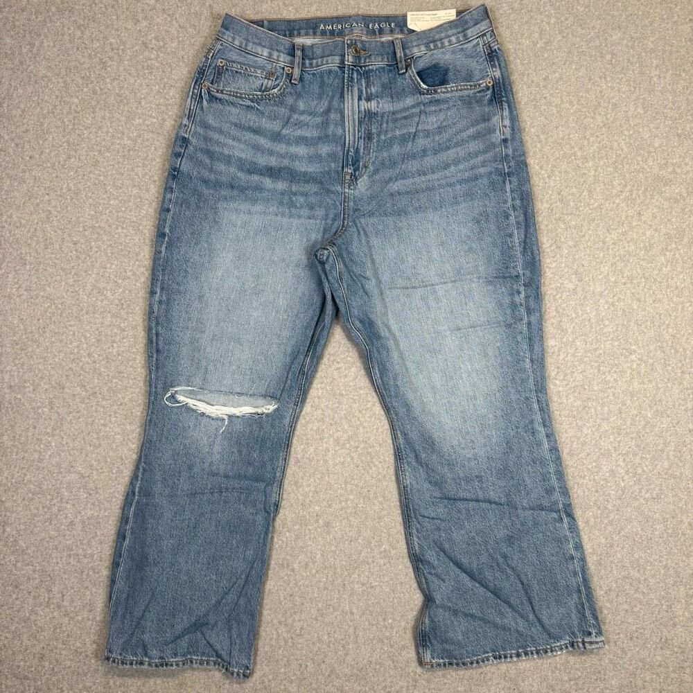 New American Eagle Women 16 33W Plus Comfort Waistband High Rise 90s Flare jeans